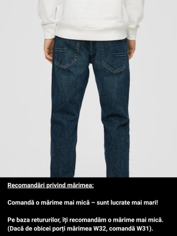 Blugi barbati Mauro, cu talie medie, croiala Regular, Tapered Leg, Albastru inchis - Img 3