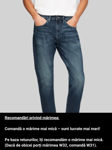 Blugi Mauro, cu talie inalta, croiala Regular Fit, Tapered leg, Albastru inchis - Img 3