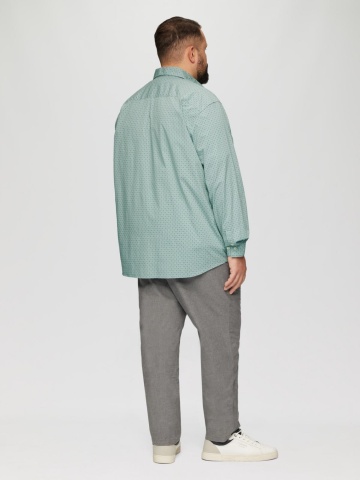 Camasa barbati big sizes, cu maneca lunga si imprimeu floral, Slim Fit, Verde deschis - Img 6