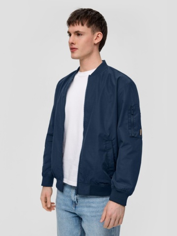 Jacheta barbati tip aviator cu buzunare oblice bleumarin - Img 1