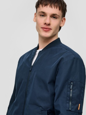 Jacheta barbati tip aviator cu buzunare oblice bleumarin - Img 3