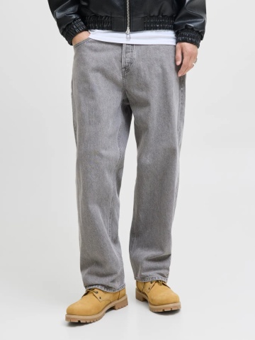 Jack & Jones Blugi barbati ALEX, cu talie inalta si croiala Baggy fit, Gri