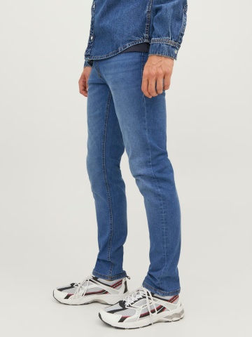 Jack & Jones Blugi barbati Glenn, cu talie joasa si croiala Slim fit, Albastru - Img 3