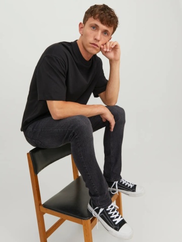 Jack & Jones Blugi barbati GLENN, cu talie joasa si croiala Slim fit, Negru - Img 4
