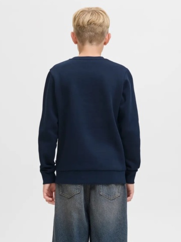 Jack & Jones Bluza baieti, Regular fit, cu imprimeu text si decolteu la baza gatului, Bleumarin inchis - Img 2