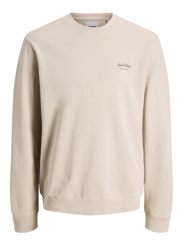Jack & Jones Bluza barbati, Relaxed fit, cu decolteu la baza gatului, Crem - Img 8