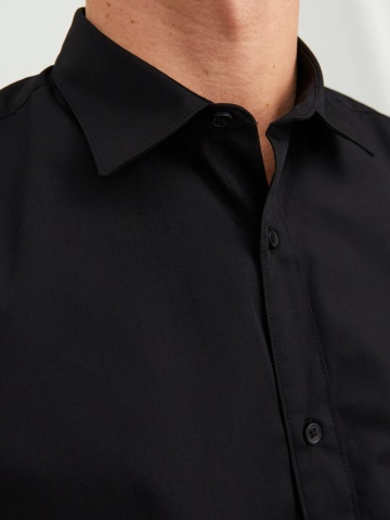 Jack & Jones Camasa barbati, din amestec de bumbac, Slim Fit, Negru - Img 3
