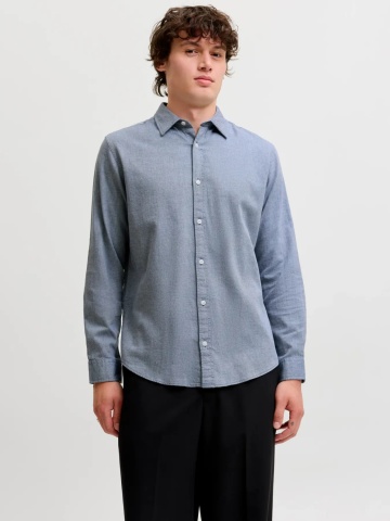 Jack & Jones Camasa barbati, din bumbac, Regular Fit, JJEFIELD, Gri inchis