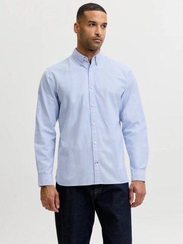 Jack & Jones Camasa barbati, din bumbac, Regular fit, JJOXFORD, Albastru