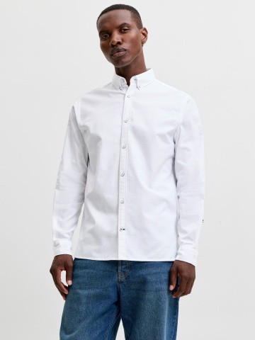 Jack & Jones Camasa barbati, din bumbac, Regular fit, JJOXFORD, Alb