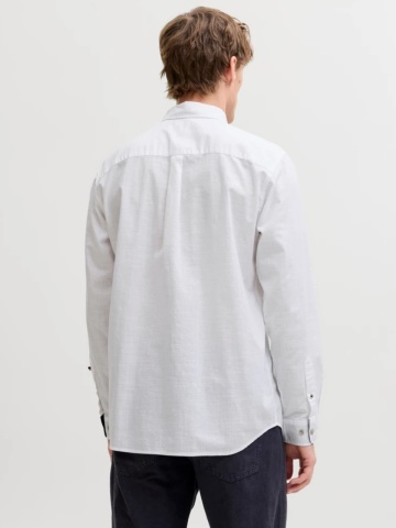 Jack & Jones Camasa barbati, Regular fit, Henry, din bumbac, Alb - Img 2