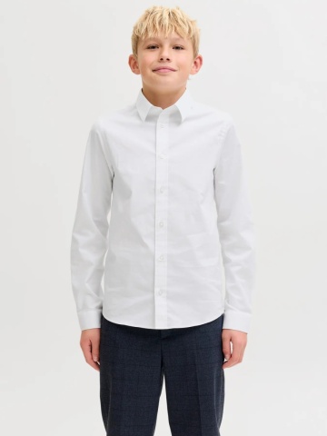 Jack & Jones Camasa cu maneca lunga, baieti, AXEL, Regular Fit, Alb - Img 1