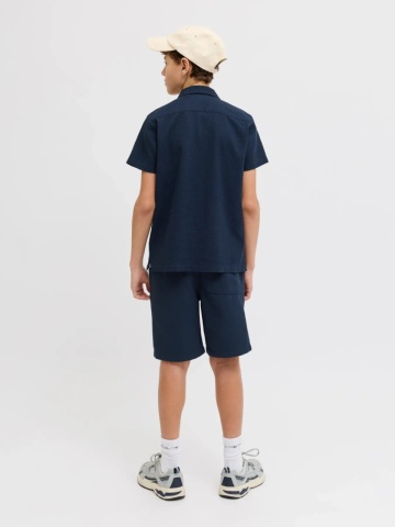 Jack & Jones Camasa cu maneca scurta baieti, Waffle Resort Shirt, Relaxed Fit, Bleumarin inchis - Img 2