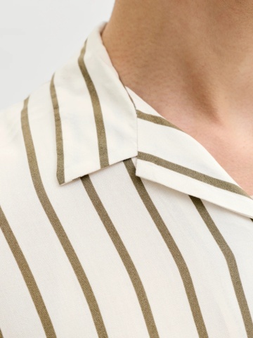 Jack & Jones Camasa cu maneca scurta barbati, Regular Fit, cu imprimeu in dungi, Bej - Img 4