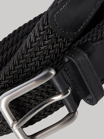 Jack & Jones Curea impletita, barbati, catarama cu stift, Negru - Img 3