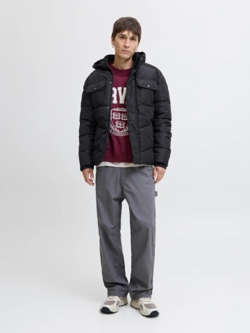 Jack & Jones Geaca barbati, MORGAN PUFFER, cu gluga detasabila, Negru - Img 6