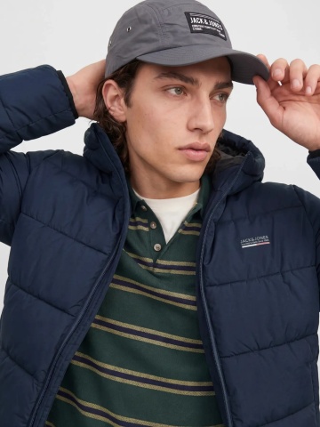 Jack & Jones Geaca barbati, PUFFER, cu gluga, Regular fit, JJEFREDDIE, Bleumarin inchis - Img 3