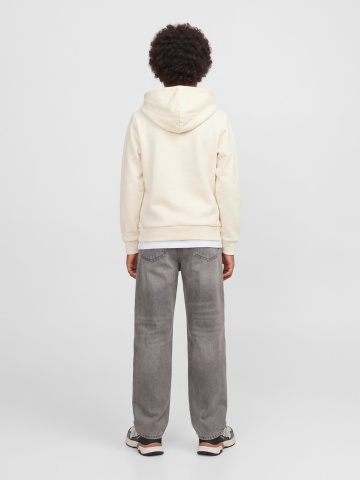 Jack & Jones Hanorac baieti, Regular Fit, fara buzunare, cu imprimeu cu logo, JJCOLLEGEY, Crem - Img 4