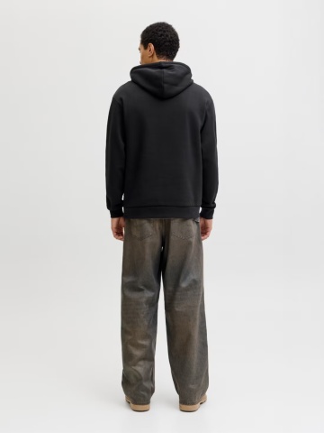 Jack & Jones Hanorac barbati, cu buzunar tip marsupiu, Relaxed Fit, JJEBRADLEY, Negru - Img 2
