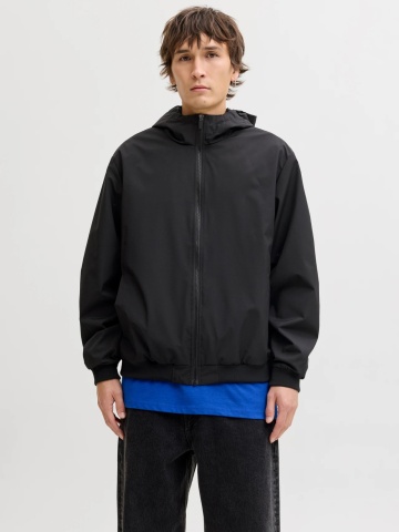 Jack & Jones Jacheta barbati, subtire cu gluga si buzunare oblice, Negru