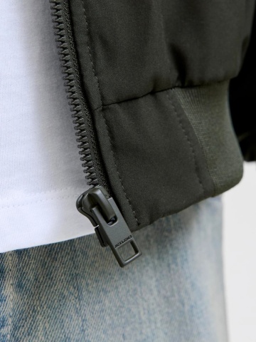Jack & Jones, Jacheta bomber, barbati, cu buzunare oblice fara fermoar, Verde inchis - Img 3