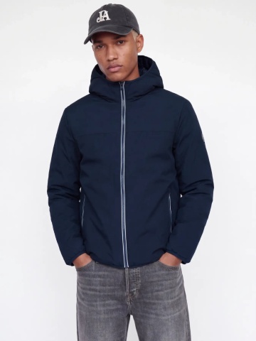 Jack & Jones Jacheta reversibila, barbati cu gluga, Regular fit, JJEBROOKLYN, Bleumarin inchis - Img 3