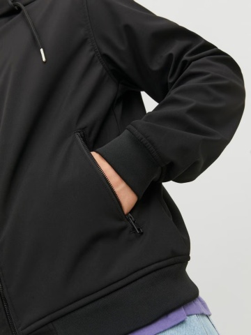 Jack & Jones Jacheta softshell, barbati, cu gluga, Regular fit, JJEBASIC, Negru - Img 4
