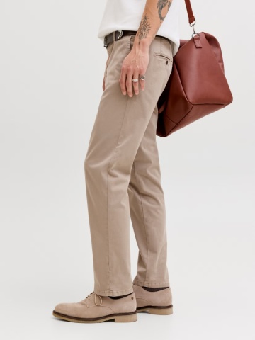 Jack & Jones, Pantaloni chino barbati, cu talie medie, Regular Fit, Jpstollie, Maro - Img 3