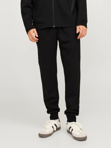 Jack & Jones Pantaloni de trening barbati, cu talie medie, Slim fit, JPSTWILL FUSION, Negru
