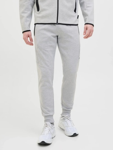 Jack & Jones Pantaloni de trening barbati, cu talie medie, Slim fit, JPSTWILL FUSION, Gri deschis