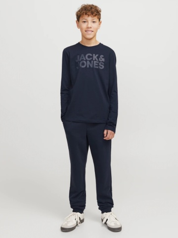 Jack & Jones Pantaloni lungi de trening, baieti, cu talie medie, Relaxed fit, Bleumarin inchis - Img 5