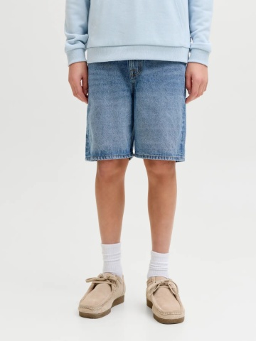 Jack & Jones Pantaloni scurti de blug baieti, cu talie medie, Relaxed fit, Albastru