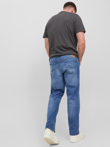 Jack & Jones Plus Blugi Mike, barbati big sizes, cu talie inalta si croiala Conica, Albastru - Img 7