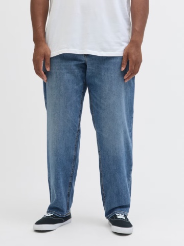 Jack & Jones Plus Blugi Mike, barbati big sizes, cu talie joasa si croiala Comfort Fit, Abastru deschis