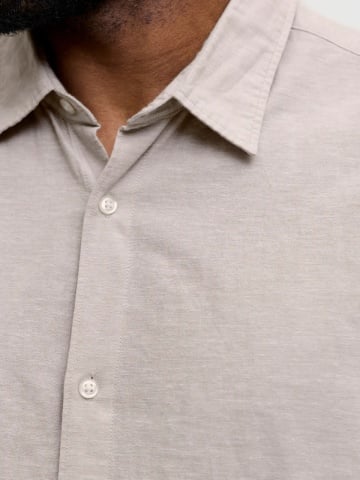 Jack & Jones Plus Camasa barbati big sizes, din amestec de in, Regular fit, Breeze, Bej - Img 3