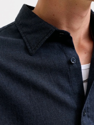 Jack & Jones Plus Camasa barbati big sizes din bumbac, Regular Fit, JJEFIELD, Bleumarin inchis - Img 2