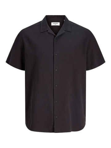 Jack & Jones Plus Camasa Waffle, barbati big sizes, Resort Shirt, Negru - Img 12