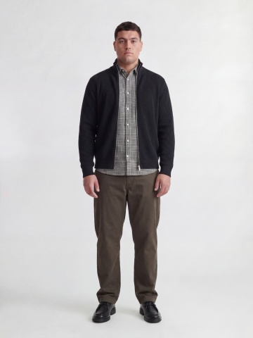Jack & Jones Plus Cardigan tricotat barbati big sizes cu guler inalt, Regular Fit, JJEPERFECT, Negru - Img 3