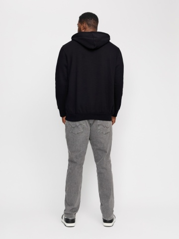 Jack & Jones Plus Hanorac fara fermoar, barbati big sizes, cu logo, Negru - Img 7