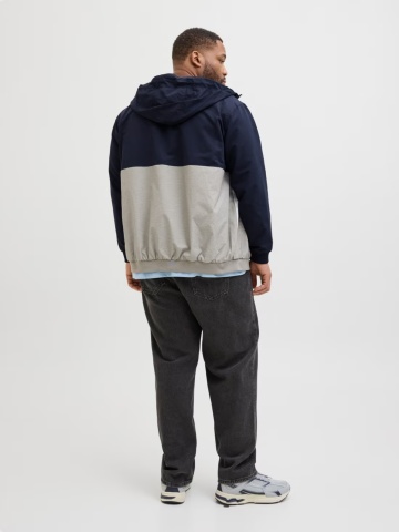 Jack & Jones Plus Jacheta bomber cu gluga, barbati big sizes, JJERUSH, Bleumarin inchis/Gri - Img 7
