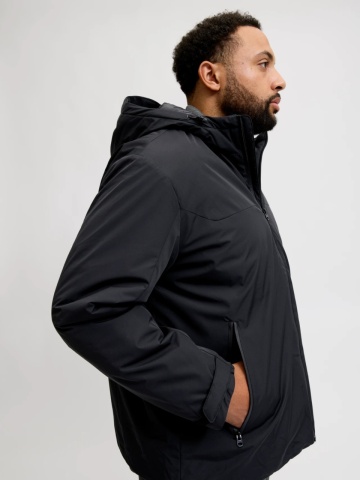 Jack & Jones Plus Jacheta de tranzitie, barbati big size, cu gluga si croiala Regular fit, Negru - Img 3