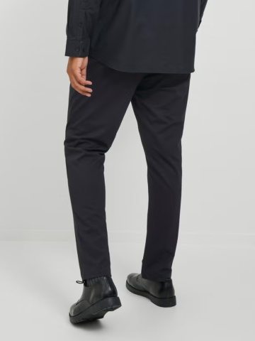 Jack & Jones Plus Pantaloni chino barbati big sizes, cu talie joasa si croiala Slim Fit, Negru - Img 2