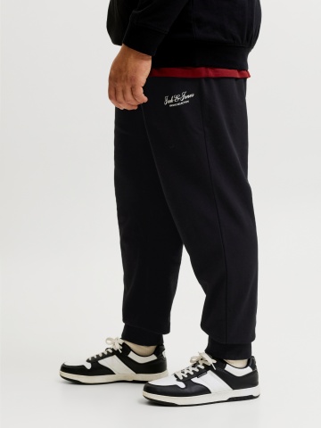 Jack & Jones Plus Pantaloni de trening barbati big sizes, JPSTGORDON, Regular fit, Negru - Img 3