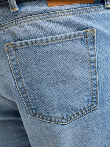 Jack & Jones Plus Pantaloni scurti de blug barbati big sizes, cu talie inalta, din bumbac, Relaxed Fit, Tony, Albastru deschis - Img 4