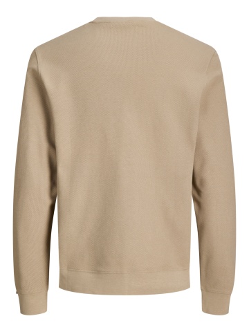 Jack & Jones Plus Pulover barbati din bumbac organic, decolteu la baza gatului, Regular Fit, JPRBLUALVES, Bej - Img 8