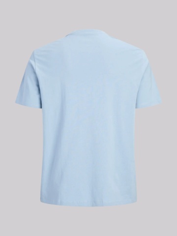 Jack & Jones Plus Tricou barbati big sizes, cu decolteu la baza gatului si imprimeu cu text, Albastru deschis - Img 9