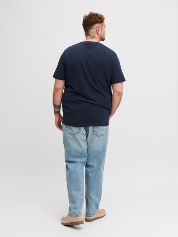 Jack & Jones Plus Tricou barbati big sizes, Denver, cu imprimeu text, Bleumarin inchis - Img 2