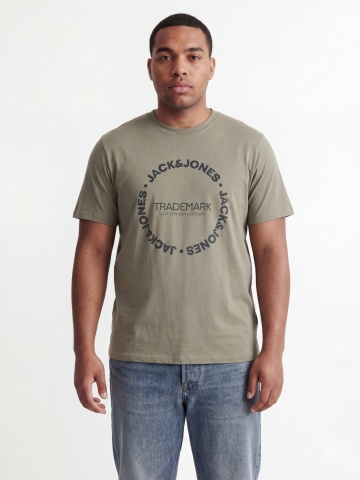 Jack & Jones Plus Tricou barbati big sizes, din bumbac, Regular Fit, JJBENSON, Olive