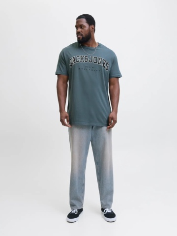 Jack & Jones Plus Tricou barbati big sizes, Relaxed Fit, imprimeu cu logo, Albastru inchis - Img 6