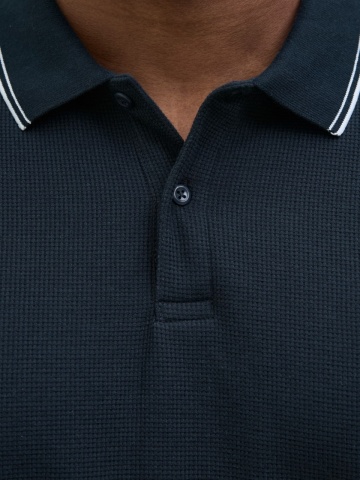 Jack & Jones Plus Tricou polo barbati big sizes, cu logo, Regular fit, Bleumarin inchis - Img 3
